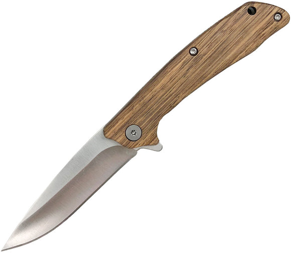 Roper Knives Junior Outlaw Knife Linerlock Zebra Wood Folding 8Cr13 Blade 0037ZW
