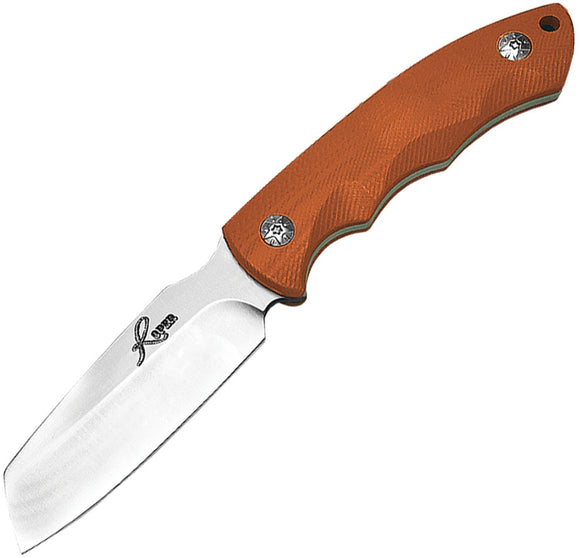 Roper Knives Razor Fixed Blade Knife Orange G10 1065 Carbon Steel w/ Sheath 023H