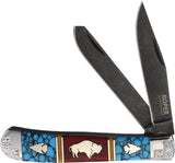 Roper Knives David Yellowhorse Turquoise Buffalo Trapper Folding Knife 410