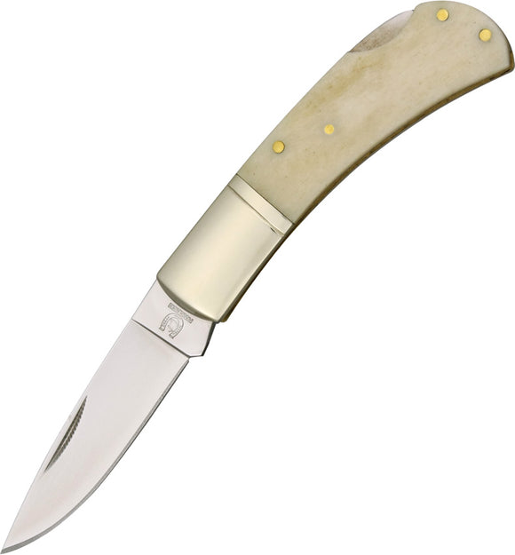 Rough Ryder Lockback White Tan Bone 440 Stainless Folding Knife 020
