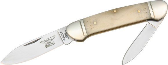 Rough Rider Canoe Folding Spear & Pen Blades White Smooth Bone Handle Knife 045