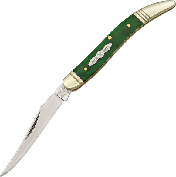 Rough Rider Baby Toothpick Green Peacock Bone Handle Stainless Folding Knife 062