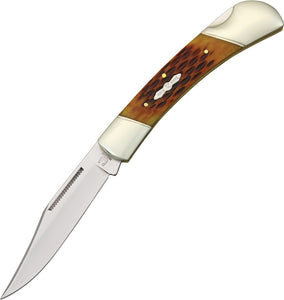Rough Rider Stainless Folding Hunter Blade Amber Jigged Bone Handle Knife 066
