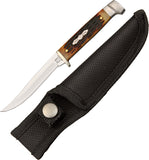 Rough Rider Small Hunter Fixed Blade Amber Bone Handle Knife + Belt Sheath 1033