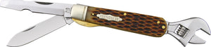 Rough Rider Amber Bone Handle Wrench Blades Screwdriver Pocket Utility Tool 1134