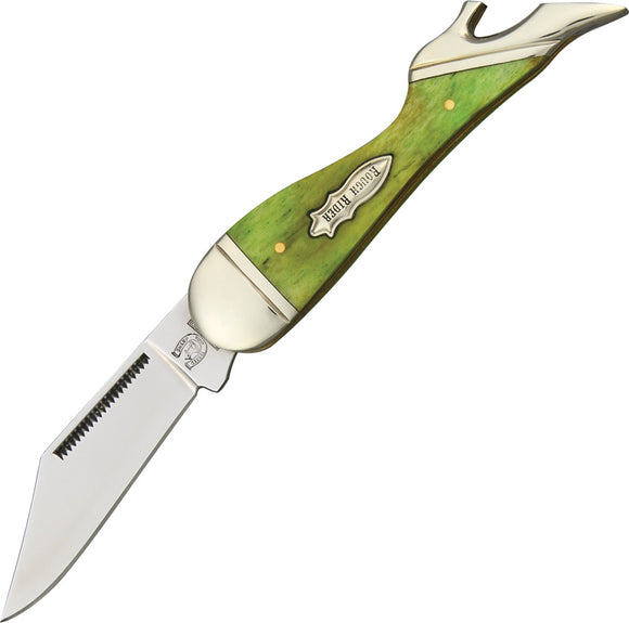 Rough Rider Small Leg Lime Green Smooth Bone Handle Folding Blade Knife 1171