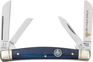 Rough Rider Masonic Congress Blue Smooth Bone Handle Folding Blade Knife 1222