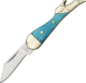 Rough Rider Mini Leg Stainless Folding Blade Turquoise Bone Handle Knife 1249