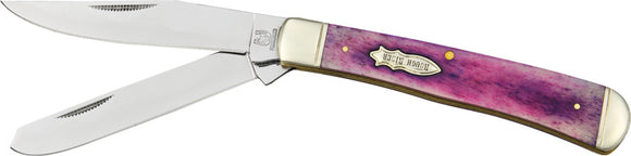 Rough Rider Trapper Folding Clip & Spey Blades Purple Bone Handle Knife 1254