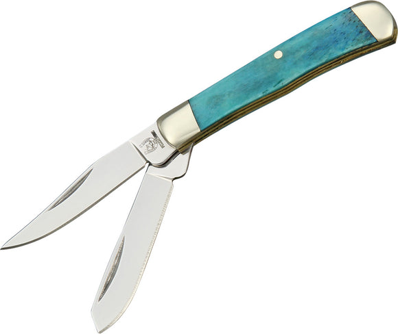 Rough Rider Tiny Trapper Stainless Folding Blade Green Bone Handle Knife 1263