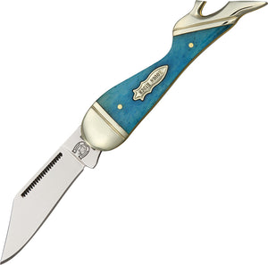 Rough Rider Small Leg Stainless Folding Blade Turquoise Bone Handle Knife 1269