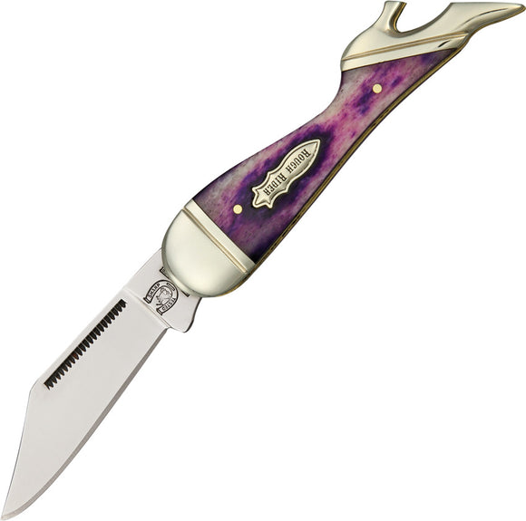 Rough Rider Small Leg Stainless Folding Clip Blade Purple Bone Handle Knife 1271