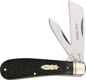 Rough Rider Coal Miner Half Hawk Stainless Folding Blade Black Bone Knife 1284