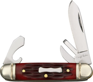 Rough Rider Mini Scout Folding Blades Screwdriver Red Bone Handle Knife 1291