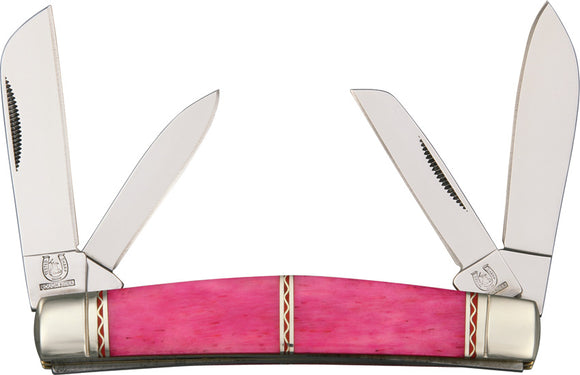 Rough Rider Silver Select Congress Folding Blade Pink Channel Bone Knife 1311