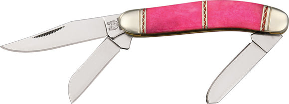 Rough Rider Sowbelly Stockman Folding Blade Pink Bone & Channel Inlay Knife 1315