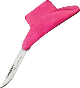 Rough Rider Cowboy Hat Series Shaped Pink Bone Handle Folding Blade Knife 1322