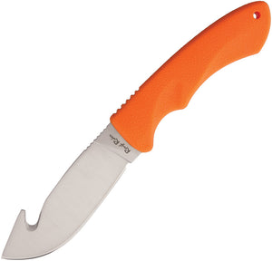 Rough Rider Guthook Fixed Blade Checker Orange Rubber Handle Knife w/ Sheath 1446