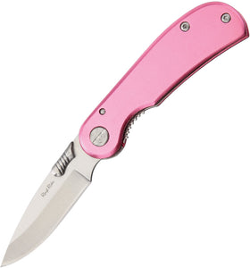 Rough Rider Linerlock Stainless Folding Blade Pink Aluminum Handle Knife 1471