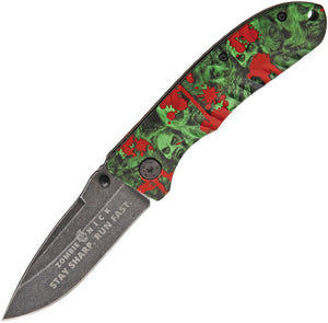 Rough Rider Green Zombie Nick A/O Blade Linerlock Red Blood Splatter Knife 1475