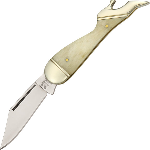 Rough Rider Small Leg White Smooth Bone Handle Stainless Folding Blade Knife 148