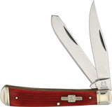 Rough Rider Trapper Strawberry Red Bone Sawcut Handle Folding Blade Knife 1498
