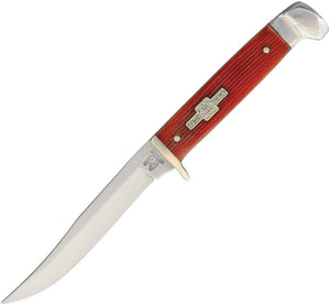 Rough Rider Small Hunter Fixed Blade Strawberry Bone Handle Knife + Sheath 1499