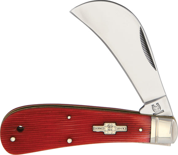 Rough Rider Strawberry Bone Handle Hawkbill Stainless Folding Blade Knife 1500