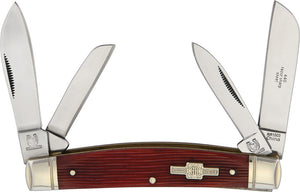 Rough Rider Large Congress Folding Blade Strawberry Red Bone Handle Knife 1503