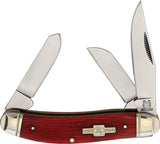 Rough Rider Sowbelly Folding Blade Strawberry Red Bone Sawcut Handle Knife 1504