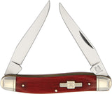 Rough Rider Muskrat Folding Clip Blades Strawberry Red Bone Handle Knife 1506