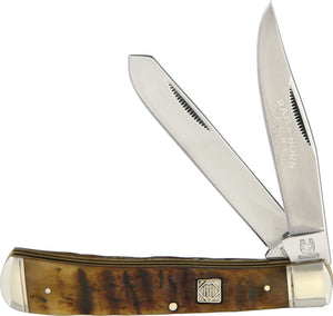 Rough Ryder Trapper Rams Horn Series Jigged Bone Folding Knife 1509