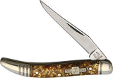 Rough Rider Gold Flake Toothpick Handle Stainless Folding Clip Blade Knife 1517