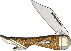 Rough Rider Gold Flake Leg Handle Stainless Standard Folding Blade Knife 1519