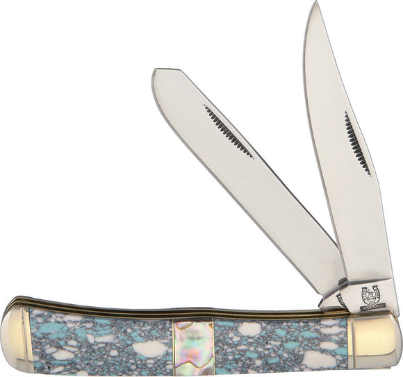 Rough Rider Crackle Stone Series Trapper Stainless Folding Blade Knife 1531