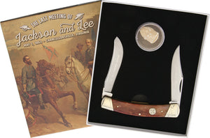 Rough Rider Civil War Bullet Moose Last Meeting Brown Bone Folding Knife 1534