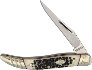 Rough Rider Small Toothpick Buckshot Bone Handle Folding Clip Blade Knife 1543
