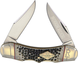 Rough Rider Double Lockback Buckshot Bone Handle Folding Clip Blades Knife 1546