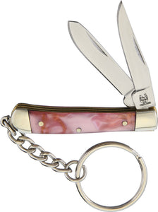Rough Rider Mini Pink Trapper Stainless Folding Clip & Spey Blades Keychain 1552