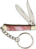 Rough Rider Mini Pink Trapper Stainless Folding Clip & Spey Blades Keychain 1552