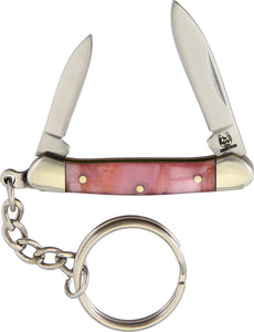 Rough Rider Mini Canoe Pink Handle Folding Spey & Clip Blade Keychain Knife 1553