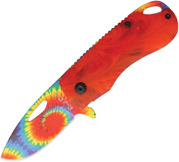 Rough Rider Tie Dyed Linerlock Orange Handle Folder A/O Folding Blade Knife 1556