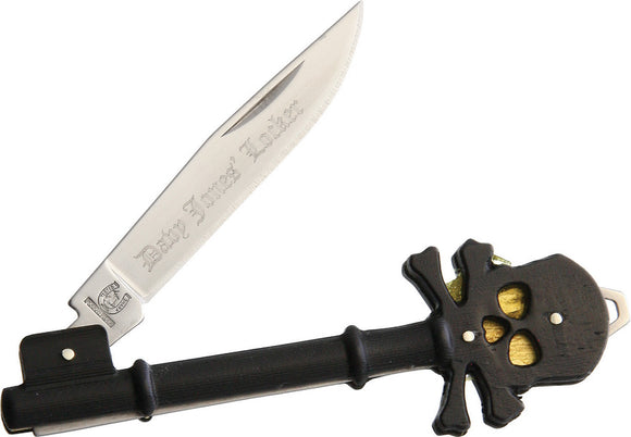 Rough Rider Davy Jones Locker Black Skull Crossbone Key Folding Blade Knife 1559