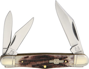 Rough Rider Whittler Stag Bone Stainless Folding Pen & Clip Blades Knife 155