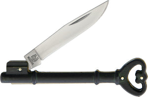 Rough Rider Ben Franklin Key Shape Black Handle Folding Clip Pt Blade Knife 1560