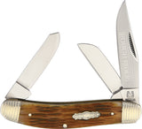 Rough Rider Bolster Stripe Stockman Brown Bone Handle Folding Blade Knife 1564