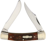 Rough Rider Bolster Stripe Moose Brown Bone Handle Folding Blade Knife 1565