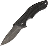 Rough Rider Linerlock Black Handle Stainless Folding Stonewash Blade Knife 1589