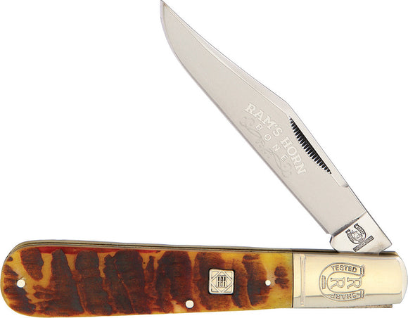 Rough Rider Rams Horn Handle Big Daddy Stainless Folding Clip Blade Knife 1595