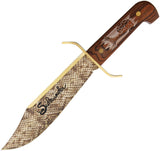 Rough Rider Sidewinder Bowie Snake Skin Fixed Blade Brown Wood Handle Knife 1601